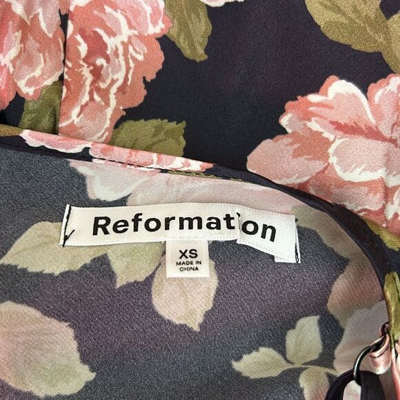 NWT Reformation Alisal Floral Print Silk Midi Slip Dress in Black $248 size XS - Picture 12 of 13